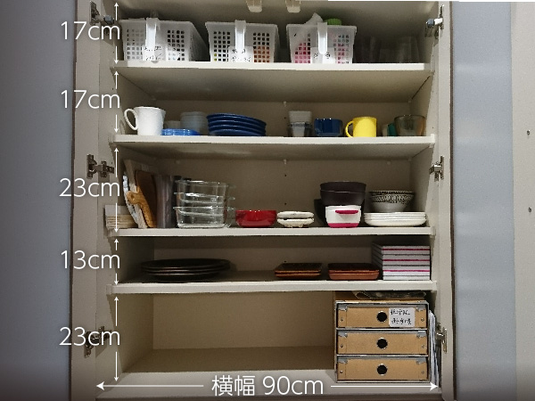 家庭の食器の適量は 90cm幅のカップボードで検証しました スタッフブログ 広島 廿日市 東広島のリフォームなら山根木材