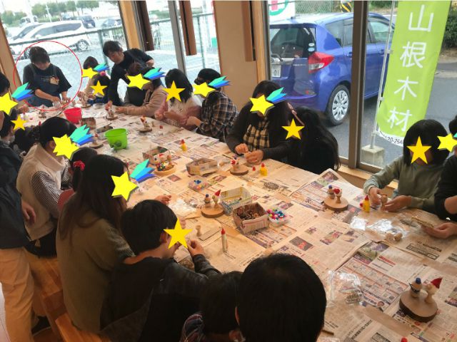 11/24は親子DIY教室でした「けん玉Xmas人形作り」
