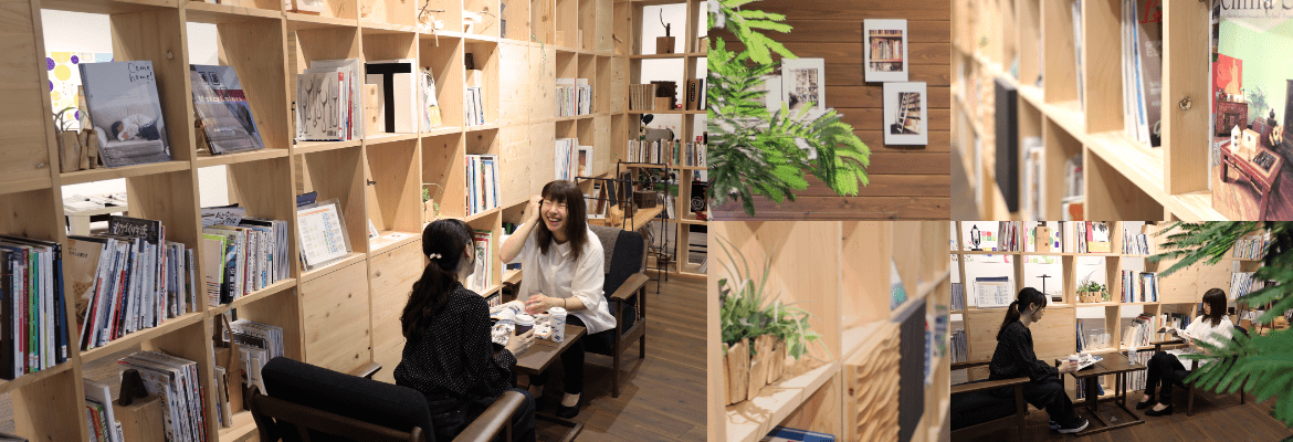 カフェスペースで、リフォームの資料をゆっくりチェック!
